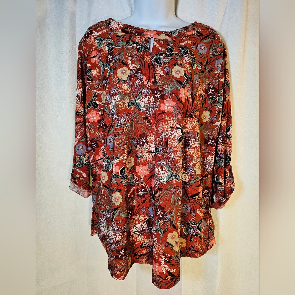 2/$20 Cure 1XL Fall button Roll Sleeve Top